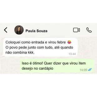 Depoimento de aluno no WhatsApp