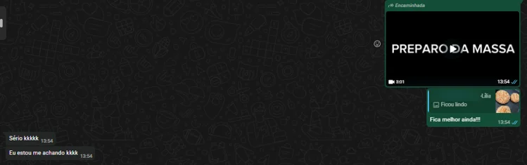 Conversa da aluna Lília no WhatsApp