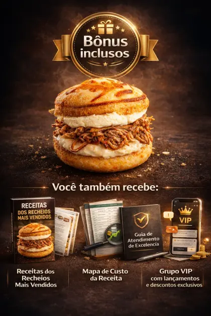 Bônus inclusos: Receitas dos Recheios Mais Vendidos, Mapa de Custo da Receita e Grupo VIP com lançamentos e descontos exclusivos